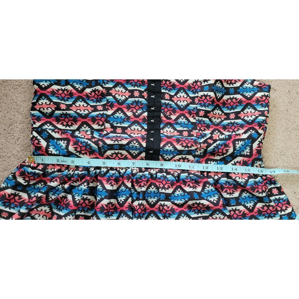 Band Of Gypsies Mini Dress Women's Medium Pink Blue Line Southwestern Sleeveless - Picture 5 of 9